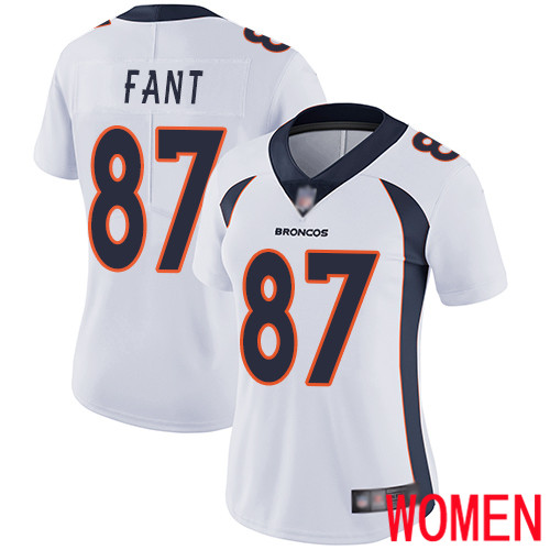 Women Denver Broncos 87 Noah Fant White Vapor Untouchable Limited Player Football NFL Jersey